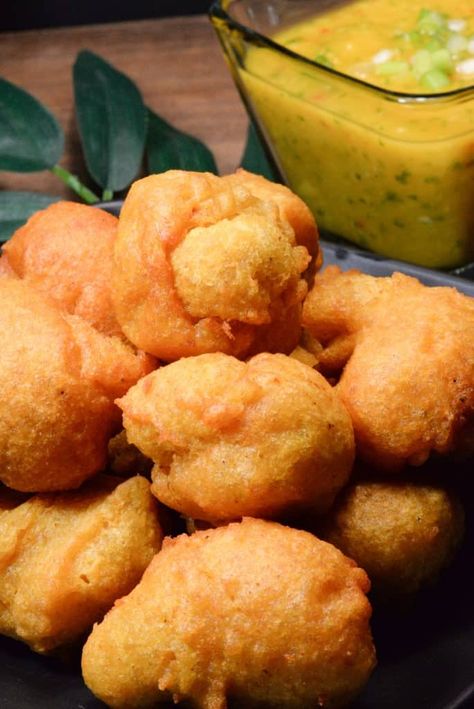 Guyana Pholourie (Split Pea Fritter) Guyana Food, Pea Fritters, Guyanese Recipes, Trinidad Recipes, Carribean Food, Trini Food, Food And Culture, Island Food, Split Pea