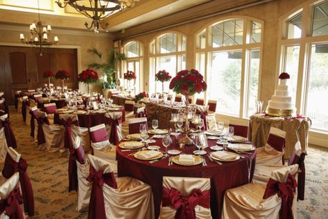 Gold And Burgundy Wedding, Quince Decor, Gold Wedding Reception, Wedding Pews, Quinceañera Ideas, Quince Decorations, Quinceanera Decorations, Maroon Wedding, Elegant Weddings