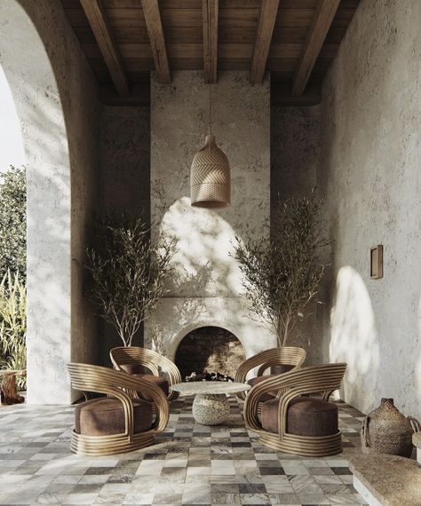 Desain Pantry, Decoration Inspiration, Colonial Style, Outdoor Fireplace, Outdoor Design, Dream Home Design, Wabi Sabi, Design Interior, Midcentury Modern