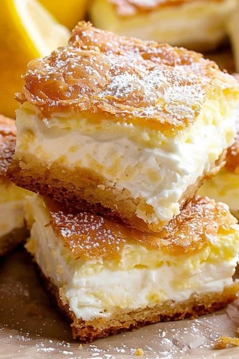 Cream Cheese Squares via @recipecs Best Cream Cheese Desserts, Dessert Square Recipes, Cinnamon Cream Cheese Bars, Cream Cheese Squares Crescent Rolls, Desserts Made With Cream Cheese, Apple Cream Cheese Dessert, Cream Cheese Squares, Desserts For Potluck, Dessert With Cream Cheese