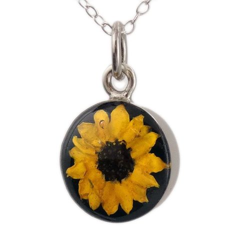 Sterling Silver Real Miniature Sunflower Pendant Necklace, 18' -- Learn more by visiting the image link. (This is an affiliate link) #NiceJewelry Real Sunflower, Sunflower Charm, Mini Sunflowers, Sunflower Pendant, Sunflower Necklace, Resin Flowers, Sterling Silver Flowers, Flower Necklace, Charm Jewelry