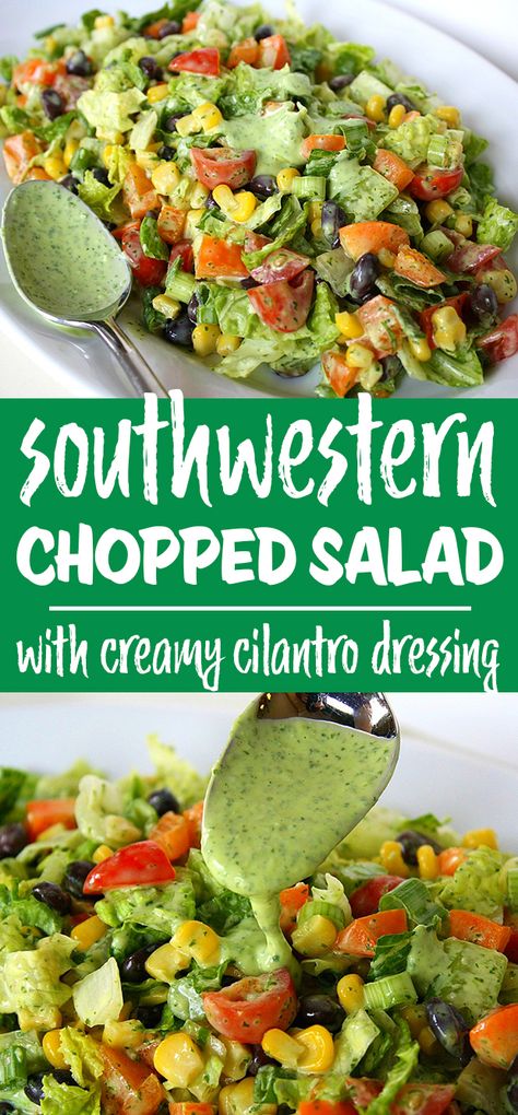 Southwestern Chopped Salad, Garden Grazer, Chopped Salad Recipes, Cilantro Dressing, Resep Salad, Cilantro Lime Dressing, Warm Salad, Diner Recept, Vegetarian Salads