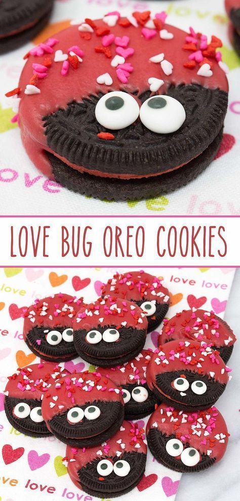 Love Bug Oreo Cookies – delish Hot & Spicy Cinnamon Oreos dressed to impress for Valentine’s Day. Cupcakes Love, Valentines Snacks, Valentine Desserts, Valentines Day Food, Dressed To Impress, Hari Valentine, Love Bug, Valentines Day Treats, Valentines Food