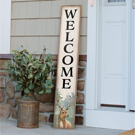 Winter Porch Boards, Front Porch Signs Wooden Diy Winter, Pine Tree Porch Sign, Snowman Welcome Porch Sign, Winter Vertical Porch Sign, Welcome Sign Porch, Money Challenges, Front Porch Deck, Welcome Porch Sign