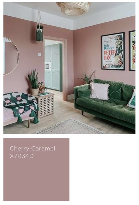 Blush Pink And Olive Green Bedroom, Bedroom Decor Mauve, Pink Living Room Paint Color Ideas, Dark Green And Dusty Pink Bedroom, Deep Green And Pink Bedroom, Sage Green And Pink Bedroom Accent Wall, Pink And Green Bedroom Walls, Pink And Green Decor Bedroom, Sage Green And Dusky Pink Living Room