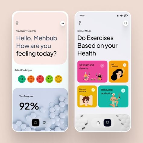 How Mobile Apps are Transforming Mental Health Care. If you are beginner that I have full tutorials for you in this app check the link in comment.You can also share your thought in comment. Have any project in mind Just reach out to me I'm available for work. #UIDesign #MentalHealthApp #AppDesignTutorial #BeginnerUI #MobileAppDesign #UXDesign #DesignForBeginners #MentalHealthTech #QuickDesign #MehbuburRahman #DesignTips #UserInterface #AppDevelopment #MentalWellnessApps #DesignInspiration ... Mental Health App Ux Design, Skincare App, Habit App, Ma Design, Health App Design, Wellness App, Health Apps, Figma Design, Wellness Apps