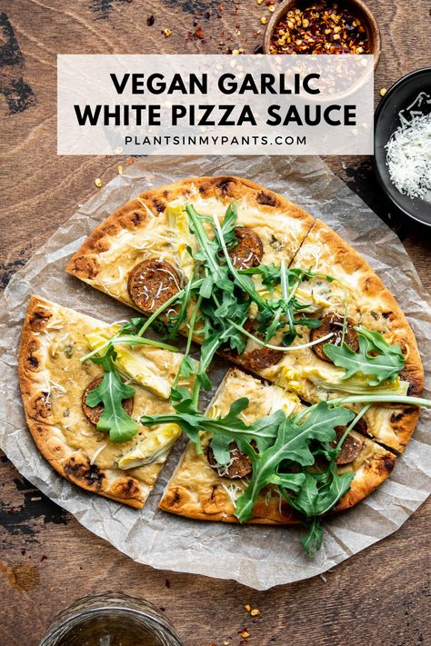 Vegan White Sauce Pizza, Vegan White Garlic Pizza Sauce, Vegan Gluten Free Pizza, Vegan White Pizza, Vegan White Pizza Sauce, Alternative Pizza Sauce, Raw Vegan Pizza, Paleo Pizza Sauce, Vegan Pizza Sauce