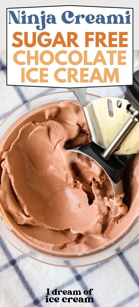 If you're looking for a sugar free, low carb chocolate ice cream recipe to make in the Ninja Creami, this is it! It's so easy, so good, and nobody will know it's a healthy option! Ninja Creami Carnivore Ice Cream, Low Carb Creami Ninja Recipe, Ninja Creami Low Carb Ice Cream Recipes, Low Fat Ninja Creami Recipes, Ninja Creami Ice Cream Recipes Low Carb, Ninja Creami Keto Ice Cream Recipe, Weight Watchers Ninja Creami Recipes, Ninja Creami Chocolate Ice Cream, Chocolate Gelato Recipe