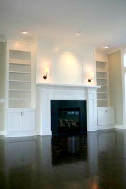 Recessed Lighting Ideas Living Room, Recessed Lighting Ideas, Living Room Ceilings, Lighting Ideas Living Room, Salons Cottage, Built In Bookcases, Fireplace Bookshelves, Fireplace Built Ins, Custom Fireplace