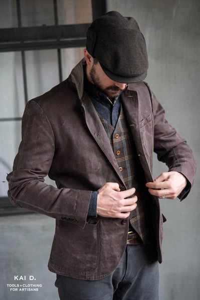 Rustic Mens Fashion, Male Fashion, Brown Jacket, A Man, Tumblr, Pattern, Color