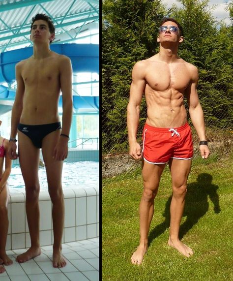 skinny to muscles! #fitness #transformation #lifestyle 6 Month Body Transformation, 6 Month Transformation, Swimming Body, Transformation Images, Transformation Du Corps, Muscle Transformation, Transformation Fitness, Men’s Fitness, Gum Care