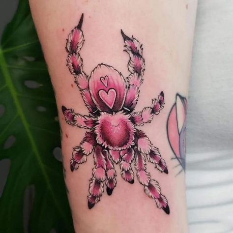 Lower Chest Tattoos Female, Cute Spider Tattoo, Tarantula Tattoo, Spider Tattoos, Funky Tattoos, Goth Tattoo, Spider Tattoo, Creepy Tattoos, Tatuaje A Color