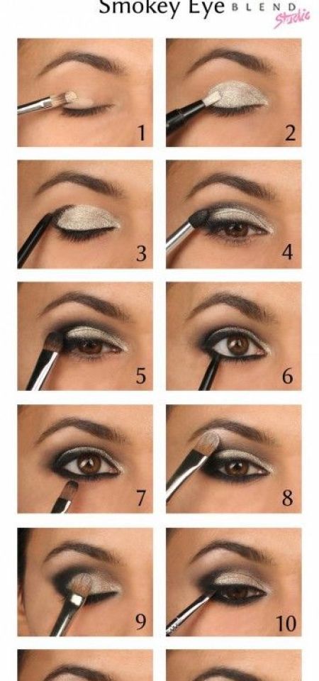 17 Smokey Eye Tutorials for Night-out - Pretty Designs Smokey Eyes Tutorial, Easy Eye Makeup Tutorial, Eyeliner Tips, Silver Eyeshadow, Makeup Sephora, Smokey Eye Tutorial, Smokey Eye Makeup Tutorial, Eye Makeup Pictures, Eye Makeup Steps