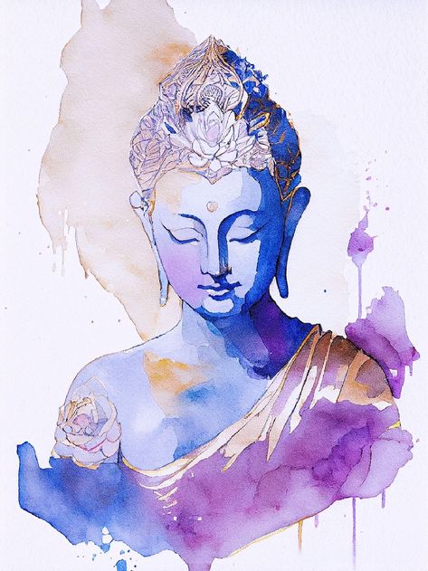 Budha Painting Water Colour, Buddha Painting Watercolor, Buddha Painting Canvas Modern, Buhda Art, Lord Buddha Drawing, Buddha Modern Art, Buda Wallpaper, Buddhist Painting, Buddha Canvas Art