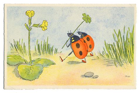 Ladybug Art, Ladybug Wallpaper, Bug Art, Old Postcards, Pretty Art, Art Sketchbook, Painting & Drawing, Art Wallpaper, Art Inspo