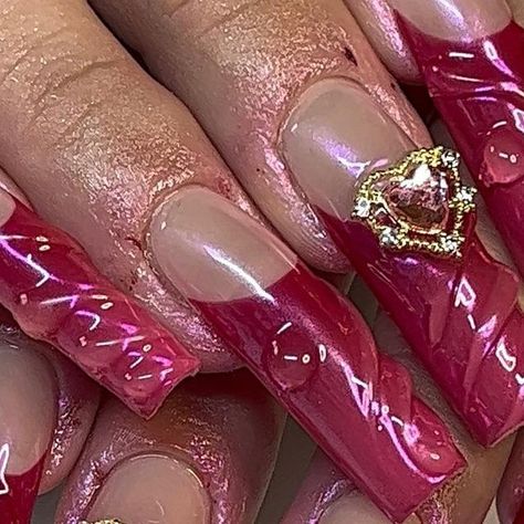 magenta ˚ʚ♡ɞ˚ insp Pink Magenta Nails, Magenta Nails, Vday Nails, Junk Nails, Light Pink Nails, Tapered Square, Jelly Nails, Trendy Nail Art, Prom Nails