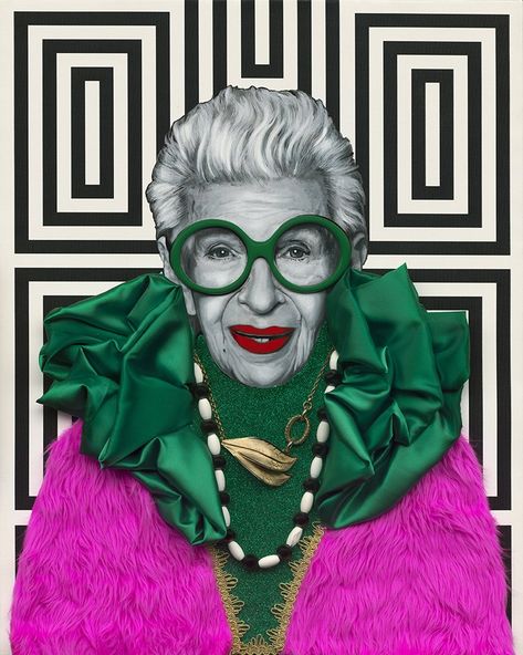 Green Glasses Outfit, Pink Green Outfit, Colorful Glasses Frames, Outfits Glasses, Iris Apfel Style, Maximalist Painting, Fiona The Hippo, Painting Fine Art, Digital Portraits