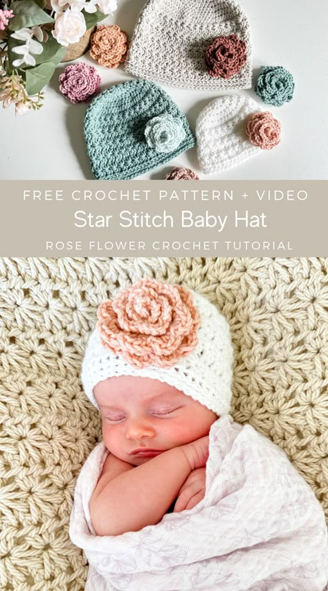 Newborn Crochet Hat Pattern Free Girl, Free Infant Crochet Hat Patterns, Free Crochet Newborn Hat, Free Baby Beanie Crochet Pattern, Crochet Hat For Baby Girl, Knot Hat Pattern Free, Crochet Baby Hat 0-3 Months Free Pattern, Crochet Baby Hats Free Pattern Girl, Crochet Newborn Hats