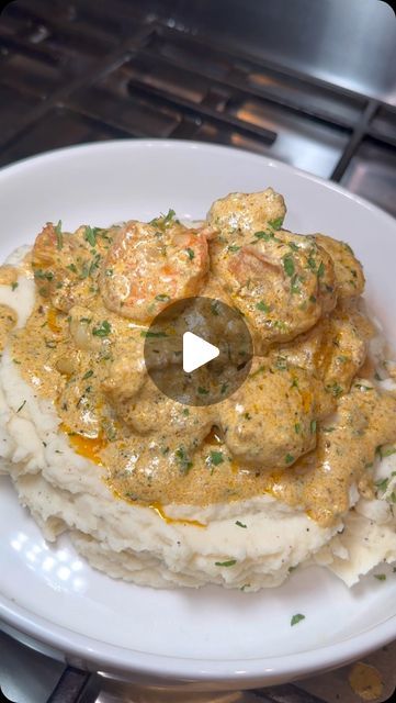 Shrimp Over Mashed Potatoes, Shrimp Mashed Potatoes Recipes, Creamy Garlic Shrimp Over Mashed Potatoes, Mashed Potatoes With Shrimp, Shrimp And Mashed Potatoes, Creamy Garlic Shrimp, Over Mashed Potatoes, Seafood Seasoning, Sauteed Shrimp