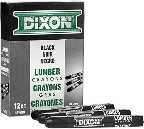 DIXON Industrial Lumber Marking Crayons, 4.5" x 1/2" Hex, Black, 12-Pack (49400) - Artists Crayons - Amazon.com Pink Crayon, Black Crayon, Crayon Holder, Wax Crayons, Cloth Pads, Hardware Tools, Marking Tools, Carbon Black, Read Bible