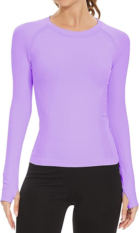 Amazon.com: MathCat Workout Shirts for Women Long Sleeve Yoga Shirt Quick Dry Gym Athletic Tops Seamless Compression Shirts Black : Clothing, Shoes & Jewelry Athletic Tops, Long Sleeve Workout Top, Womens Workout, Workout Tops For Women, Long Sleeve Workout, Crewneck Design, Europe Fashion, Athletic Top, Yoga Shirts