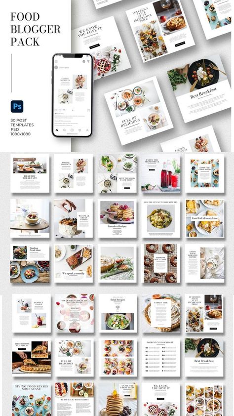 Instagram Cooking Posts, Food Blog Template Design, Food Blog Instagram Feed, Food Social Media Design, Foodblogger Instagram, Food Blog Design, Fire Ideas, Food Social Media, Restaurant App