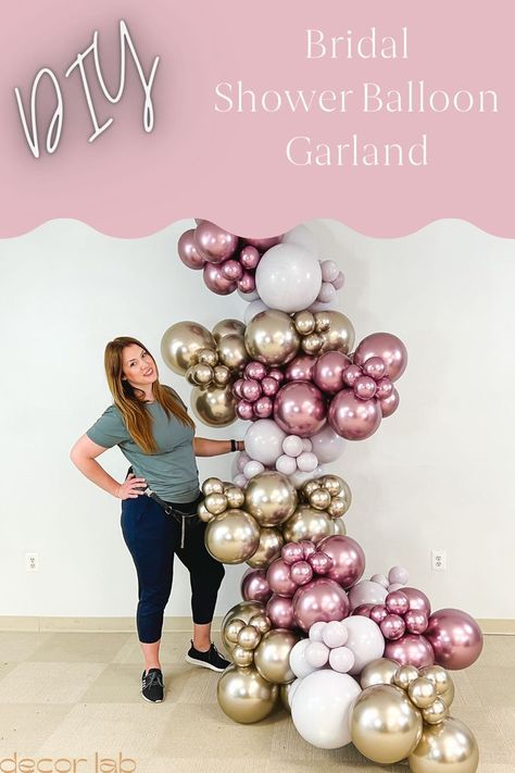 Balloon Garland On Gazebo, Pink And Rose Gold Balloon Garland Tutorial, Balloon Garland On Frame, Making Balloon Garland Videos, Professional Balloon Arch, Balloon Garland Over Doorway, Ballon Arch With Flowers Diy, Professional Balloon Garland, Diy Balloon Garland Stand