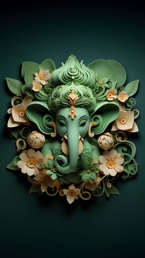 Green Ganesha iPhone Wallpaper 4K - iPhone Wallpapers Arte Ganesha, Ganesha Art Illustration, Iphone Wallpaper 4k, Ganesh Art Paintings, Lucky Wallpaper, Ganesh Wallpaper, Lord Ganesha Paintings, Shiva Wallpaper, Floral Wallpaper Phone