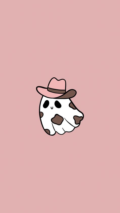 Cute Wallpapers For Ipad Halloween, Cowgirl Halloween Wallpaper, Ghost With Cowboy Hat Wallpaper, Phone Wallpaper Backgrounds, Cowboy Ghost Wallpaper, Halloween Wallpapers Ipad, Cow Ghost, Ghost Wallpapers, Cute Ghost Aesthetic