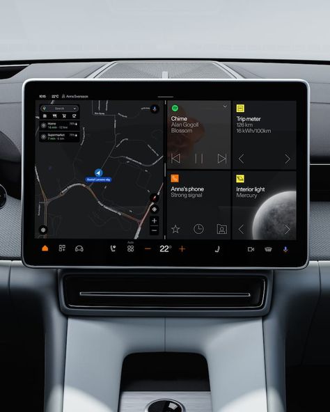 Google built-in With Google¹ apps and services built-in, Polestar 4 instantly becomes part of the driver's digital ecosystem. Google Assistant and Google Maps can interact with the car to make life on the road even easier. Polestar 4, Digital Ecosystem, Car Ui, Life On The Road, Dashboard Ui, Pole Star, Car Dashboard, Google Assistant, Infotainment System