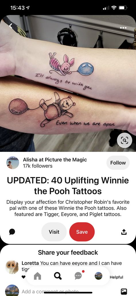 Winnie The Pooh Friendship Tattoo, Tigger And Pooh Tattoo, Tigger And Eeyore Tattoo, Pooh And Piglet Tattoo, Bsf Tattoos, Piglet Tattoo, Eeyore Tattoo, Winnie The Pooh Tattoo, Winnie The Pooh Tattoos