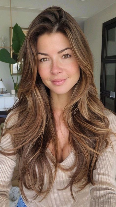 Rooted Money Piece Brunette, Brown And Honey Balayage, Hair Color For Warm Autumn Skin Tone, Honey Brown Highlights On Brown Hair, Brown Honey Highlights, Light Golden Brown Balayage, Golden Brunette Hair Balayage, Light Brown With Caramel Highlights, Sunny Brunette