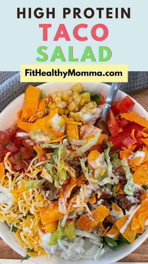 taco salad high protein Low In Carbs High In Protein, Healthy Protein Bowls Lunch, Meals For Protein, Macro Taco Salad, Taco Salad High Protein, Taco Salad Bowls Meal Prep, High Protein Dinner Bowls, High Protein Lunch Salads, High Volume Low Calorie Meals Healthy Recipes