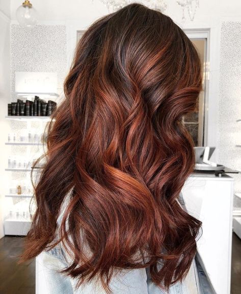 Brown Hair with Auburn Balayage Auburn Brown Hair With Highlights, Auburn Brown Hair, Deep Auburn Hair, Light Auburn Hair Color, Brown Auburn Hair, Auburn Red Hair, Light Auburn Hair, Cheveux Oranges, Dark Auburn Hair