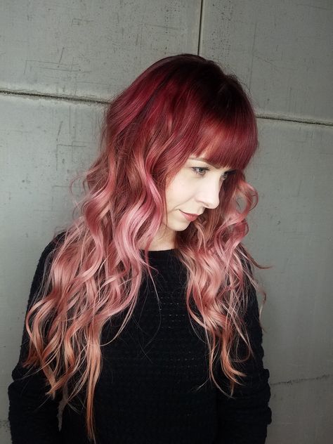 Dyed Hair Care, Red Roots, Purple Ombre Hair, Dyed Hair Pastel, Pink Hair Dye, Colored Hair Tips, Red Hair Inspo, Midnight Rose, Pink Dye