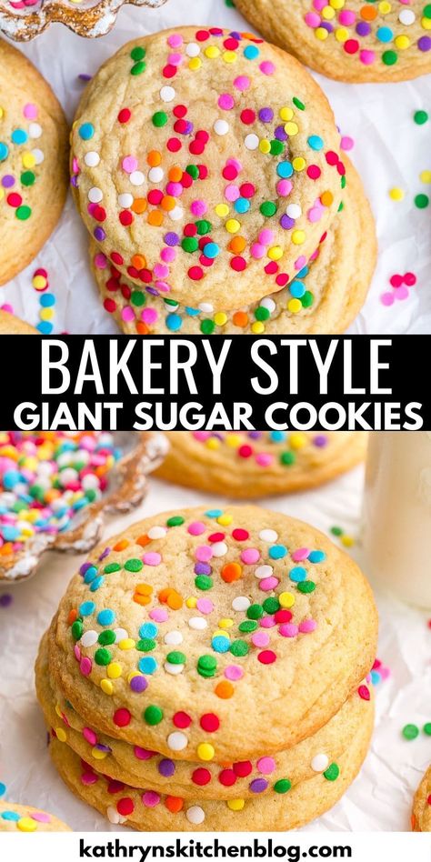 Giant Soft Cookies, Giant Thick Cookie Recipe, Levain Sugar Cookie Recipe, Big Sugar Cookies, Cookie Recipes Bakery Style, Giant Bakery Style Cookies, Giant Sugar Cookie Recipe, Jumbo Sugar Cookies, Bakery Style Cookies Recipes