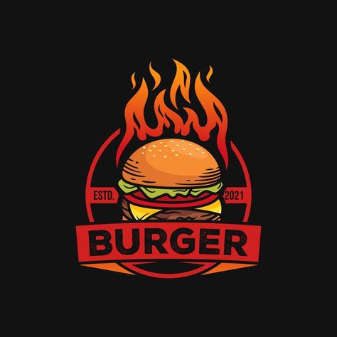 Hot Burgers Vector Logo Illustration. Modern burgers emblem. Vector art. Burger Logo Design Ideas, Burger King Burger, Burger Icon, Burger Vector, Burger Logo, Logo Illustration, Burger King, Saitama, Emblem Logo