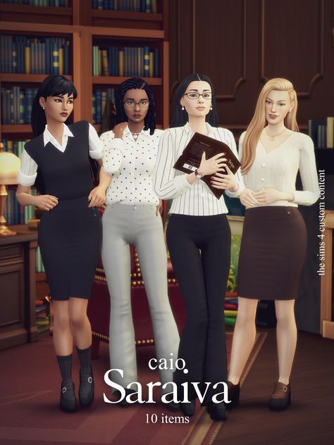 Welcome to the Saraiva Set, a collection for those who appreciate eyeglasses and the librarian vibes.

I hope you enjoy it. 😍

Public Release December 8. Four One Direction, Mods Sims 4, The Librarian, Sims 4 Mm Cc, Tumblr Sims 4, Sims 4 Cc Folder, Sims 4 Characters, Sims 4 Mm, The Sims 4 Download