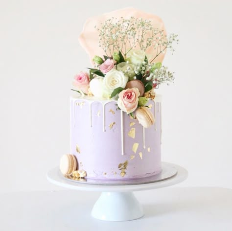 1 Tier Birthday Cake For Women, 1 Tier Birthday Cake, Elegant Birthday Cakes For Women, Birthday Cake For Women, Tier Birthday Cake, Cake For Women, Single Tier Cake, Purple Cake, Beautiful Cake Designs