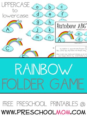 Rainbow ABC File Folder Game - This would be a great game to keep at your learning center during your weather unit.  Children match the uppercase letter to the lowercase letter.  Young children can start with one set of rainbows at a time, building on their knowledge. Free File Folder Games Letter File Folder Games Free Printable, Free File Folder Games For Preschool, Alphabet File Folder Games, Preschool File Folder Games, Preschool Letter Worksheets, File Folder Games Free, Free Alphabet Worksheets, Letter Of The Week Activities, File Folder Games Preschool