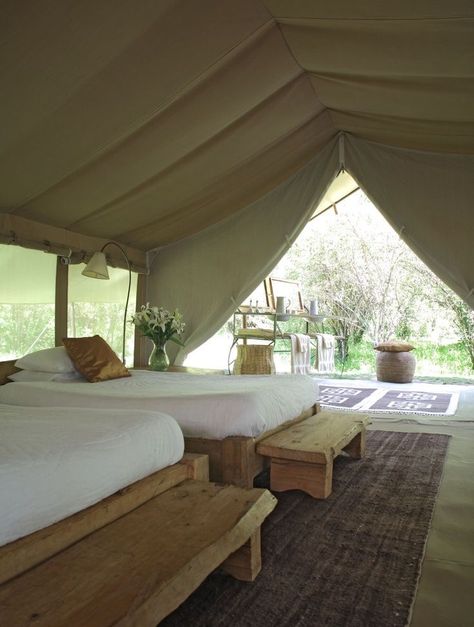 Tent Ideas, Tent Living, Glamping Tent, Cabin Tent, Safari Tent, Luxury Tents, Safari Lodge, Luxury Camping, Global Style