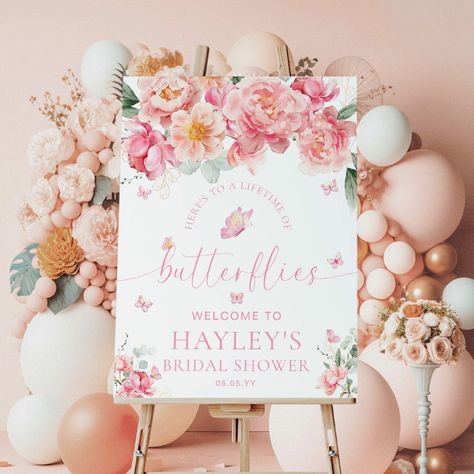 Piper Peony Butterflies Bridal Shower Welcome Foam Board Blush Peonies, Bridal Shower Printables, Bridal Shower Welcome Sign, Welcome Poster, Free Birthday Invitation Templates, Free Birthday Invitations, Floral Bridal Shower, Shower Design, Free Birthday Stuff