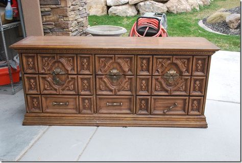 DSC_0158 Ornate Furniture Makeover, Glaze Tutorial, Ornate Dresser Makeover, Wood Dressers Makeover, Credenza Makeover, Updated Furniture, Ornate Dresser, Dresser Transformation, Plastic Dresser