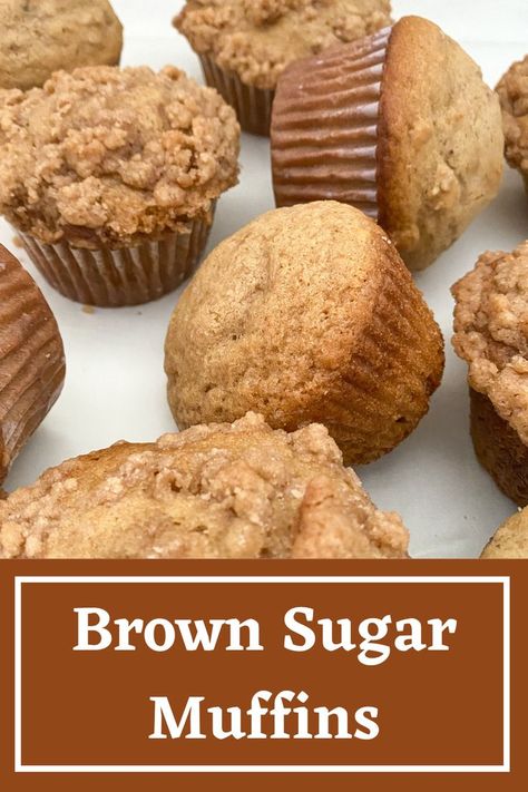 Easy muffin recipe, quick muffin recipe, streusel topping, sweet quick bread recipe Butter Muffins Recipe, Sweet Quick Bread, Brown Sugar Muffins, Easy Muffin Recipe, Quick Bread Recipe, Sugar Bread, Brown Sugar Recipes, Cream Cheese Muffins, Brown Sugar Glaze