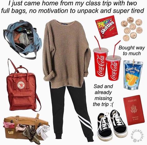 Class Trip Outfit, Road Trip Kit, Trip Outfit, Oddly Specific, Super Tired, Niche Memes, Trip Outfits, Girl Things, Grunge Style