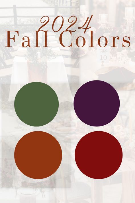 Trending Colors for Fall 2024 Weddings! 

Are you wondering what the must-have colors for fall 2024 weddings are? Well, look no further! We've got you covered with the latest and greatest palettes.
With combinations from any of these stunning colors, you can create the perfect warm and cozy wedding vibes for your big day. 🌟

Get ready to fall in love with these trending hues:
- Forest Green
- Plum Purple
- Burnt Orange
- Deep Maroon and Rustic Red

#FallWeddings #WeddingTrends #ColorPalettes Linen Looks, Wedding Planning Templates, Free Wedding Templates, Fall Linen, Red Color Combinations, Cozy Wedding, Green Plum, Plum Wedding, Trending Colors