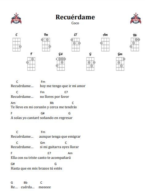 canción español latino castellano coco disney película Coco Recuérdame ukelele ukulele acorde chord tabs easy facil acordes song film Ukulele Chords Songs Disney, Ukelele Disney Songs, Remember Me Coco Ukulele Chords, Ukulele Diy, Ukelele Chords Ukulele Songs, Ukulele Songs Beginner, Coco Disney, Uke Tabs, Ukulele Chords Songs