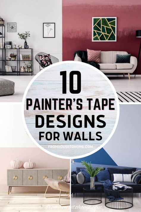 Duo Tone Wall Paint, Bedroom Accent Wall Ideas Diy Paint, Simple Geometric Wall Paint Living Room, Accent Wall Designs Paint Easy, Living Room Wall Designs Paint, Easy Wall Designs Paint, Painting Lines On Walls Ideas, Tri Color Wall Paint, Wall Taping Design Ideas