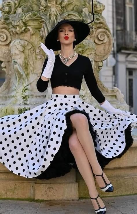 Skirt And Cardigan, The Pretty Dress Company, 1950’s Fashion, Polka Dots Fashion, Girly Dresses, Vintage Cardigan, Pretty Dress, Vintage Glamour, Vintage Girls