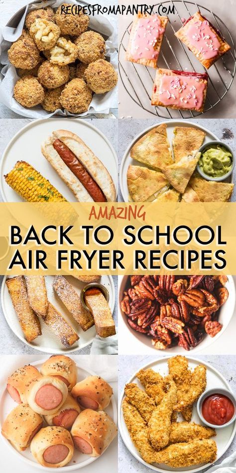 Back to School season is a hectic time, especially when it comes to meal planning and prep. Luckily, this collection of Air Fryer Back To School Recipes has got you covered with quick and easy breakfasts, delicious lunches, tasty snacks, and fuss-free dinners that are simple to make and totally kid-approved. With affordable and easy air fryer recipes, going back to school is a whole lot easier. Click through for these awesome air fryer back to school recipes!! #airfryer #backtoschool #lunchboxes Quick And Easy Lunch Recipes Air Fryer, Air Fryer Lunchbox Ideas, Easy Meal Prep Ideas Air Fryer, Air Fryer After School Snacks, Air Fryer School Lunch Ideas, Air Fryer Lunch Ideas For Kids, Airfryer Lunch Ideas, Easy Lunch Ideas Air Fryer, Air Fryer Breakfast Ideas